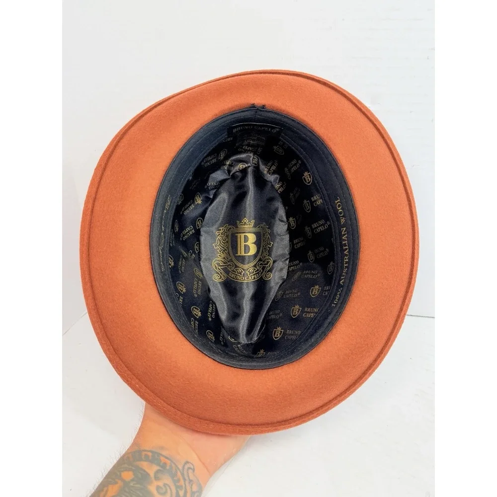 Bruno Capelo Giovanni Fedora Medium Orange 100% Australian Wool Hat New